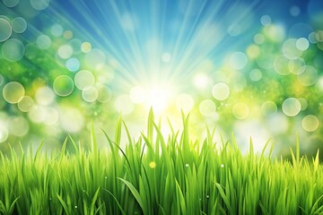 Obraz premium Abstract spring summer background with fresh green grass leading lines