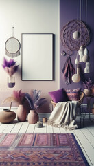 thematic interior with a blank poster 