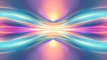 Obraz premium Kaleidoscopic vector horizon blending into a dimensional prism, visually captivating, with soothing symmetry and glowing accents