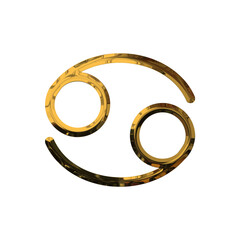 Cancer Zodiac Sign 3D Shiny Gold Metallic Effect - Elegant Icon on PNG Transparent Background