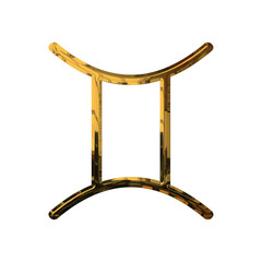 Gemini Zodiac Sign 3D Shiny Gold Metallic Effect - Elegant Icon on PNG Transparent Background