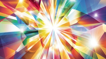 Obraz premium Prismatic vector sunburst as a fractal reflection, visually soothing, futuristic minimalism graphic. Neon