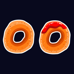 Vada(Uzhunnu vada).An indian vegetarian snack.Famous in South india(Tamilnadu, kerala.etc)Masala vada. Vector icon.