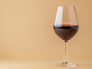 wine in a glass on a beige background 