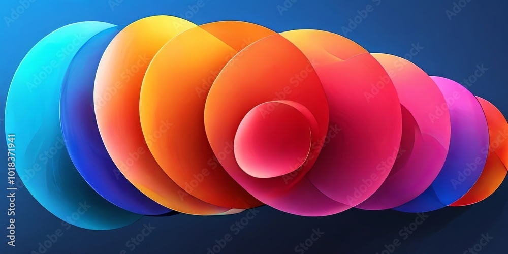 Poster A series of colorful circles are arranged in a row