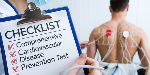 Medical checklist for cardiovascular disease prevention with patient monitoring.