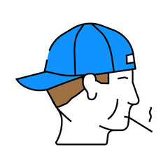 kid smoking cigarette line icon vector. kid smoking cigarette sign. isolated symbol illustration