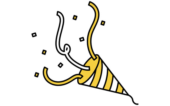 recommend clip art: クラッカーを鳴らすアイコン、シンプルな線画
