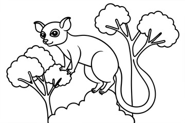 A Mouse Lemur Animal climbing tree in jungle, Coloring Page stock vector illustration illustration 