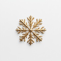 A minimalist Christmas design featuring a single golden snowflake on a blank white backdrop, perfect for a seasonal card