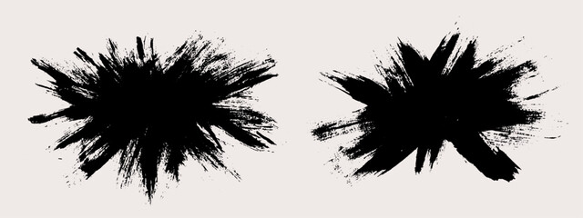 Burst brush strokes vector. Set of explosion text boxes. Grunge design elements. Painted prickly shapes
