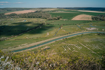 Landscape view of a curvy river of Seven sisters cliffs, England