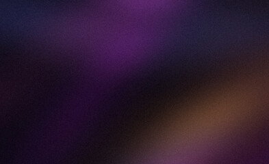 Elegant purple blue orange color spots on dark grainy gradient texture backdrop design. Dark noisy bright color spots, glowing, noise, bright, template, banner, poster, copy space