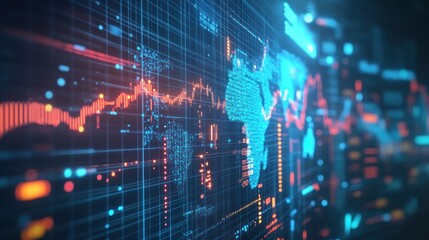 Fototapeta premium Financial charts and Business analysis big data screen Digital marketing virtual technology concept