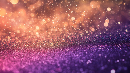 Sparkling purple and gold glitter background with shimmering particles at a festive event