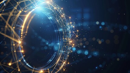 Abstract Digital Network with Glowing Lights