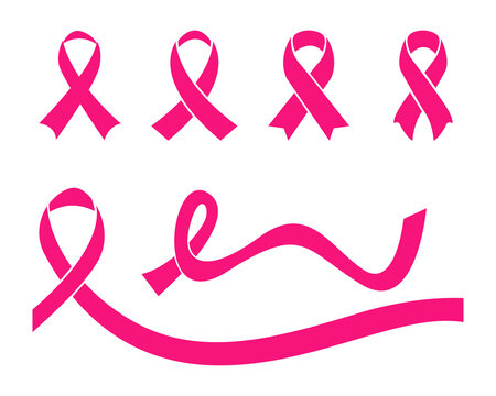 Breast cancer ribbon. Pink ribbon collection for breast cancer awareness. PNG transparent
