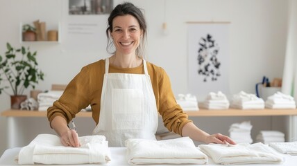 Woman working on a sustainable fashion project, empowering others to make ethical choices   sustainability, women in fashion, empowerment