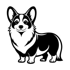 American corgi dog black silhouette transparent background, Dogs and puppies design vector illustration