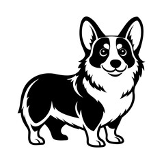 American corgi dog black silhouette transparent background, Dogs and puppies design vector illustration