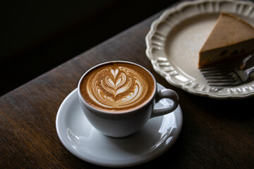 a cup of coffee and dessert