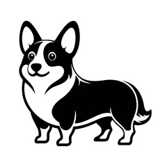 American corgi dog black silhouette transparent background, Dogs and puppies design vector illustration