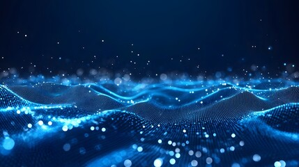 Abstract blue background with digital network connections and glowing dots for technology, data transfer, or internet concept.