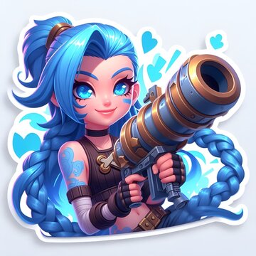 Explosions and Adventure: Jinx from League of Legends in Vibrant Style