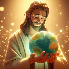 Jesus Christ Holding the Planet Earth