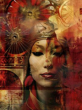 tarot packaging design, cover design for osho zen tarot cards in a rich deep red color scheme