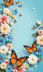 butterfly and flowers background