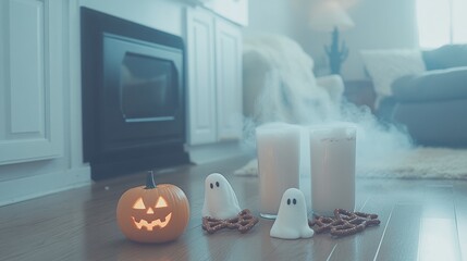 A spooky Halloween fondue night with melted chocolate bat-shaped pretzels