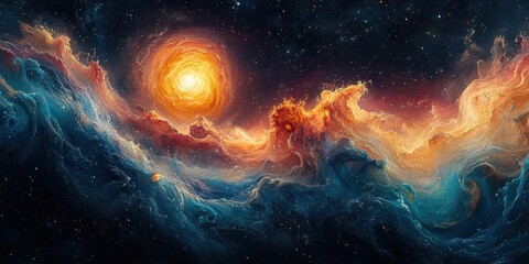 Obraz premium A Cosmic Tapestry of Whirling Nebulae and Star Dust