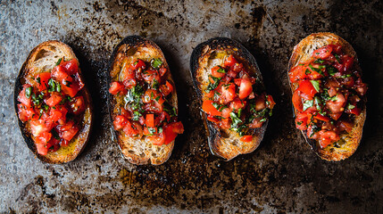 bruschetta with garlic tomato and olive oil 