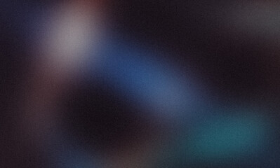 Elegant blue purple color spots on dark grainy gradient texture backdrop design. Dark noisy bright color spots, glowing, noise, bright, template, banner, poster, copy space