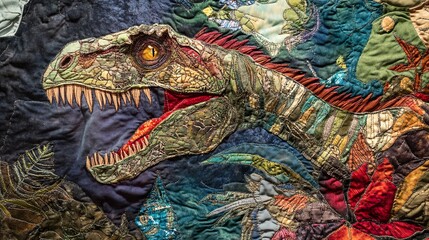 Fototapeta premium Close-Up of a Detailed Quilted Dinosaur