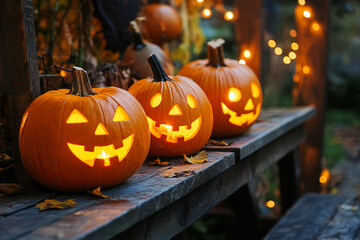 Fototapeta premium halloween pumpkin on a fence