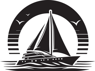 Yacht, boat silhouette, vector illustration black color