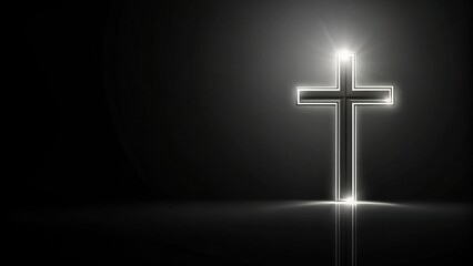 Obituary notice with a cross on black background