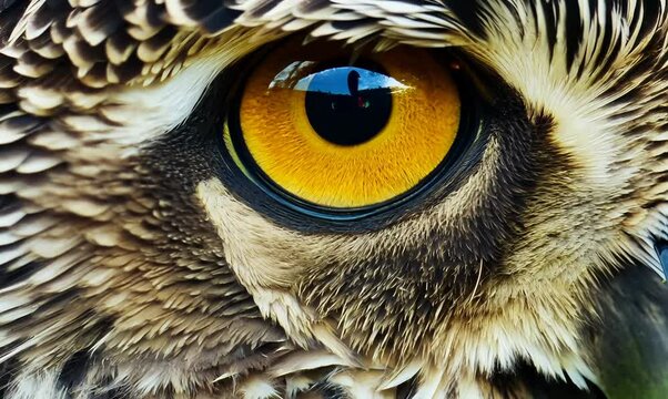 Close Up of European Scops Owl Blinking Eye