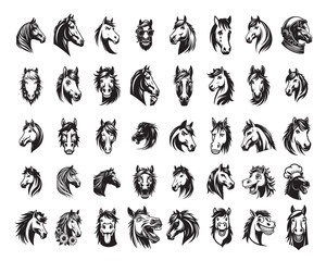 Obraz premium Horse Head logo Concept Design, Horse Vector illustration in black and white