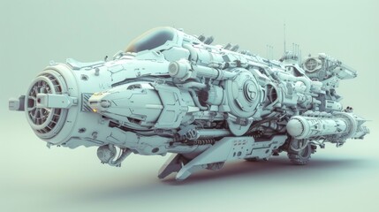 Fototapeta premium Futuristic Spacecraft with Clean Background Illustration