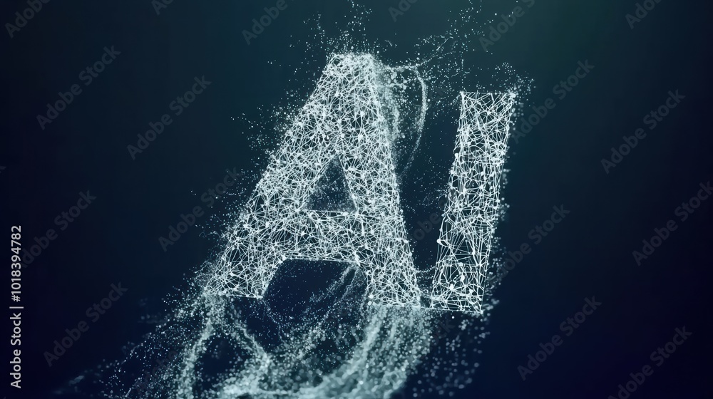 Poster abstract representation of ai with a network of interconnected particles, symbolizing technology, in