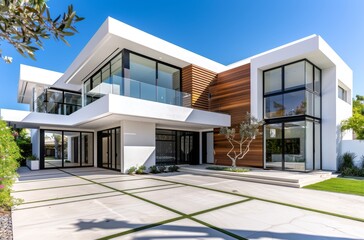 Modern architectural design of a luxury home exterior