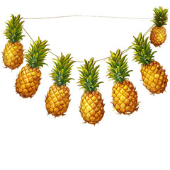 Fototapeta premium Pineapple and Flowers Clipart Vector Illustration