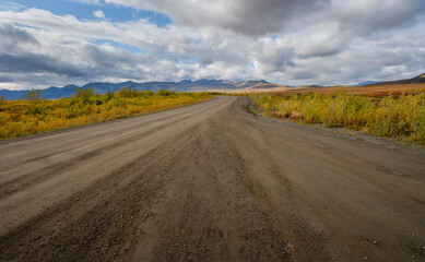 Gravel Dempster Highway in Tombstone Territorial Park, Yukon, Canada