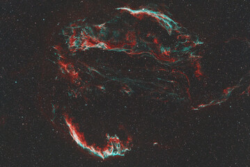 The Veil complex nebulae in the Cygnus constellation, taken with amateur telescope.