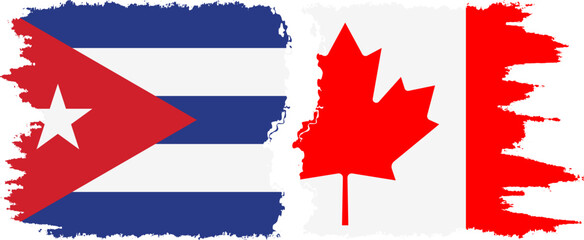 Canada and  Cuba grunge flags connection, vector