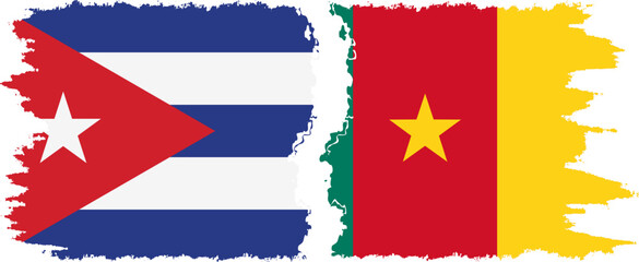 Cameroon and  Cuba grunge flags connection, vector