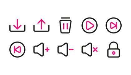 user interface icon pack outline color style